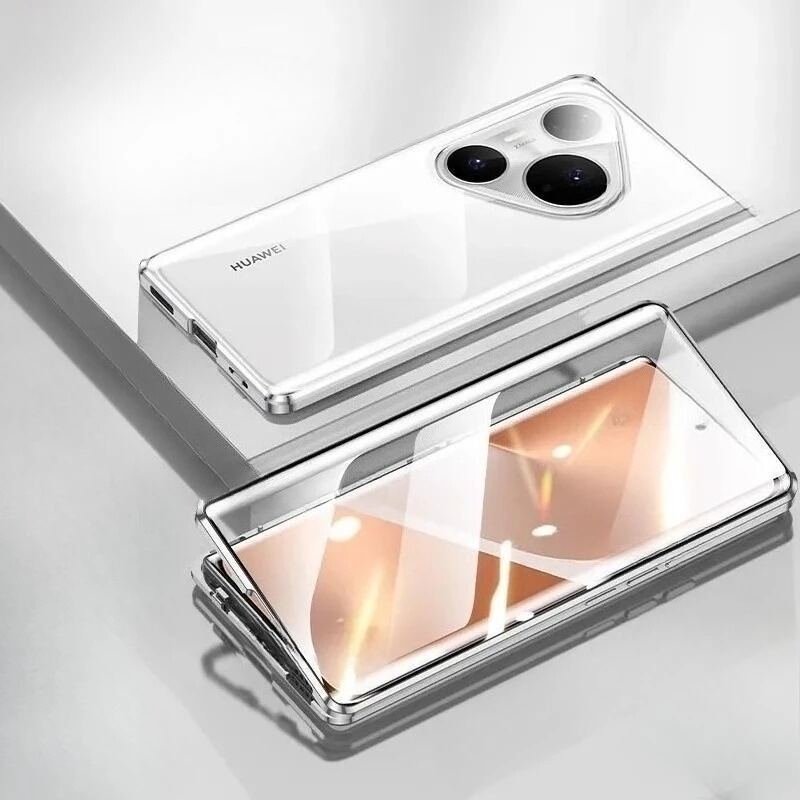 Husă Magnetică pentru Huawei Pura 80 P70 P30 P40 P50 P60 Pro Pro+ Ultra cu Cadru Metalic Protecție Lentilă Sticlă Securizată Față-Verso Bumperi Telefon