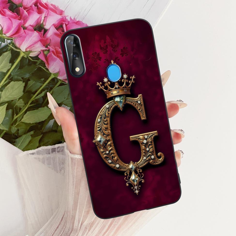 For ZTE Blade V10 Cover For ZTE Blade V10 2019 Case Silicone Luxury Crown A-Z Letters 2D Flat Pattern Soft Phone Casing