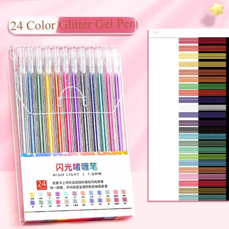 Glitter Gel Pens Pack Colored Glitter Pens, Colorful Sparkles Gel Markers for Journaling Coloring Art Crafting Supplies