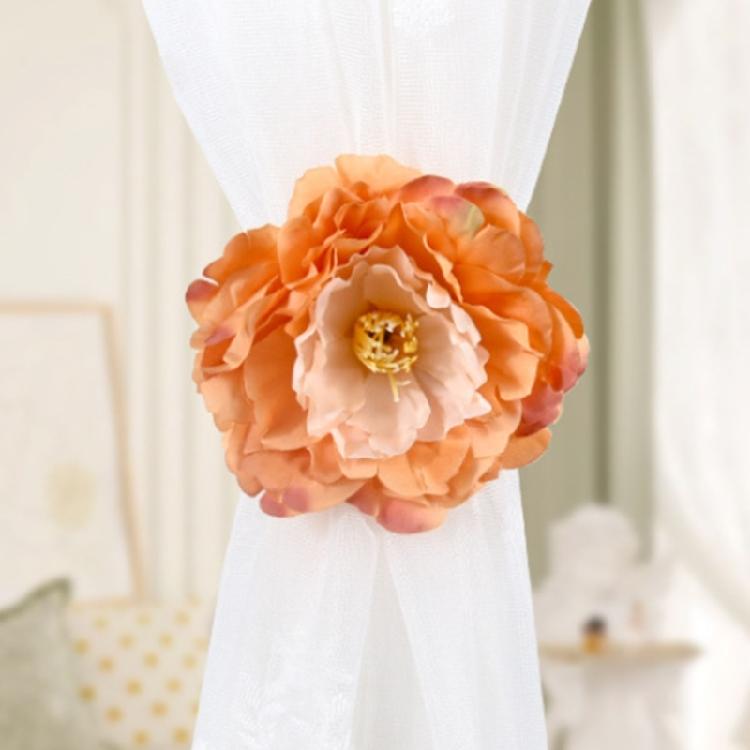 Modern Curtain Tiebacks Peony Flower Pattern Curtain Holdbacks 2Pieces for Living Space Window Decoration