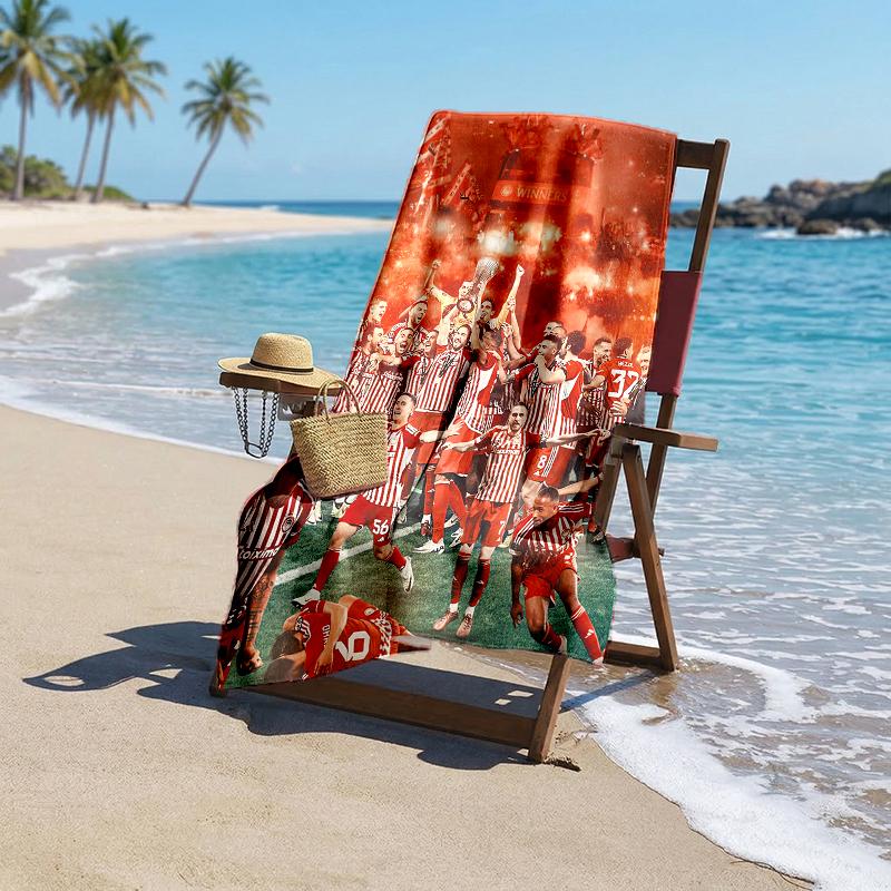 Olympiacos Fc Fashion Beach Towel: Ideal for Summer Adventures Soft, absorbent and quick drying suitable for swimming and bathing