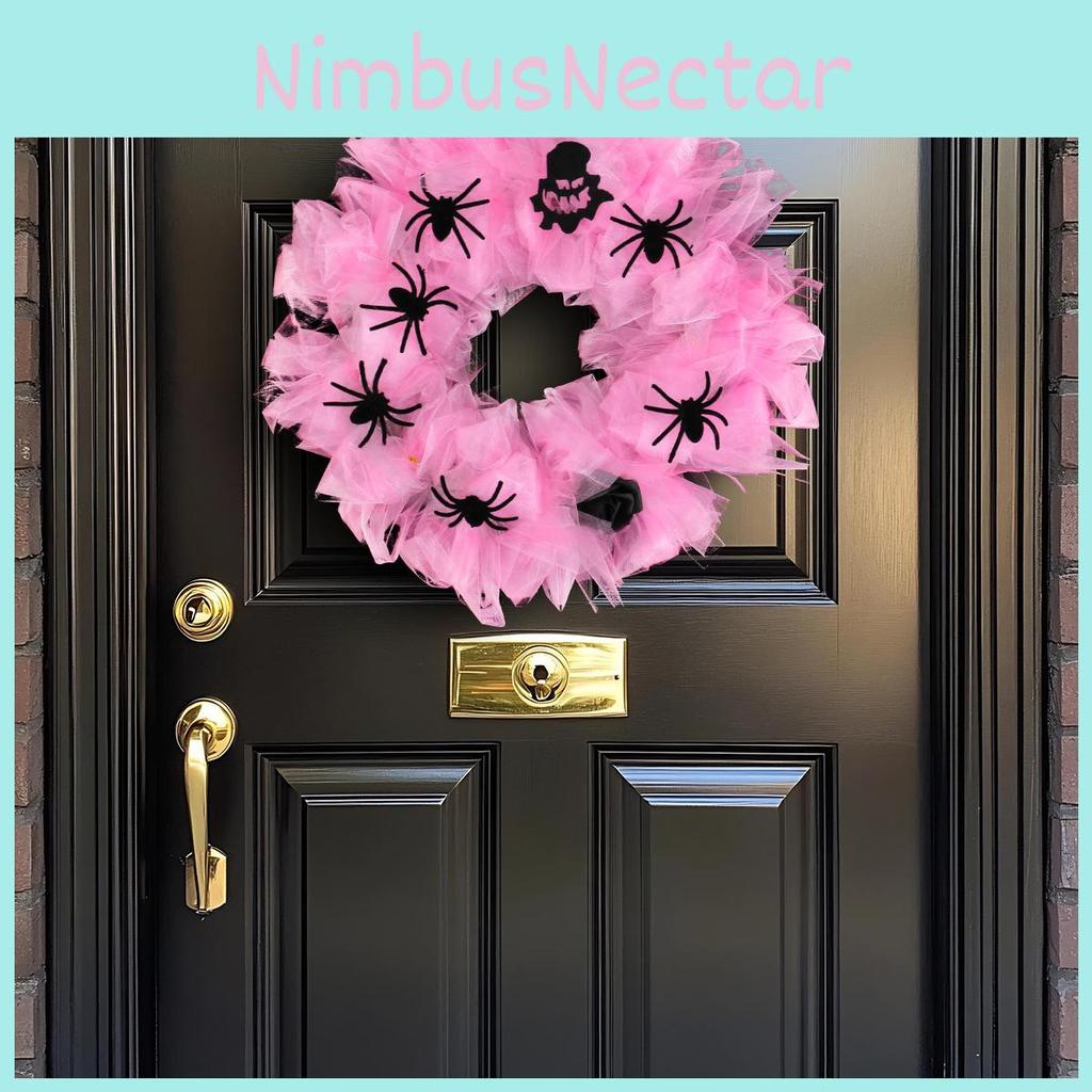 Spider Pink Halloween Wreath Door Hanging Ornament For Party Decor Setup Venue