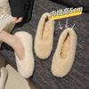 Neue weiße flauschige Schuhe Damen 2025 Herbst- und Winterbekleidung Samt Lammwolle Damen Schuhe flache Plüschschuhe Doudou Schuhe