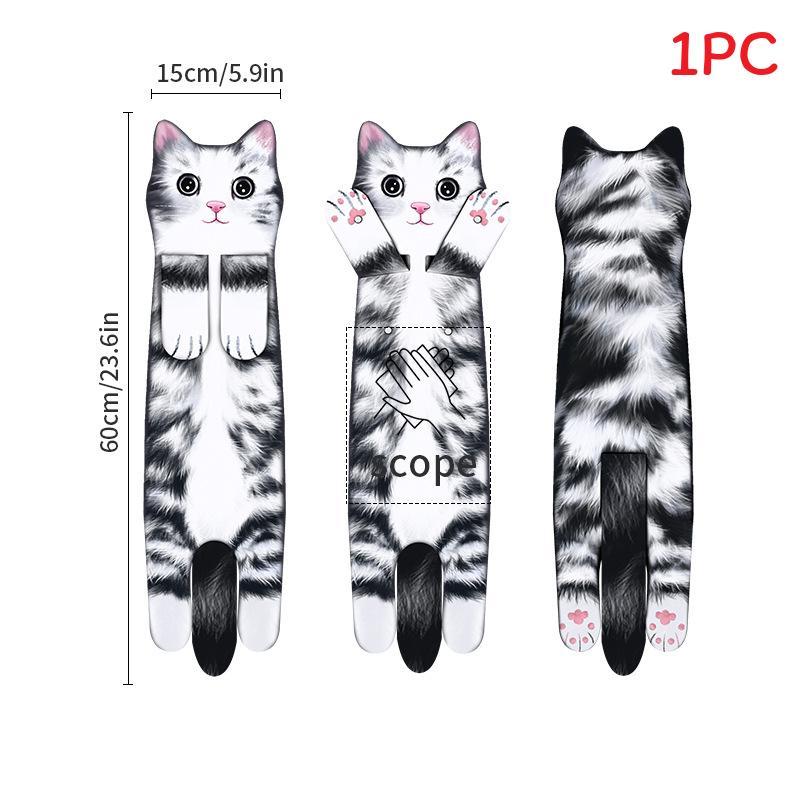 

Cartoon Cat Absorbent Hand Towel With Dual Layer Microfiber For Kitchen And Home Use серый