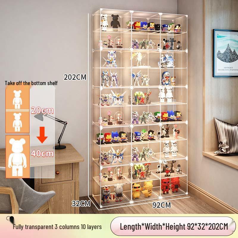 Transparent Lego Brick Display Cabinet: Dustproof Acrylic Storage for Figurines