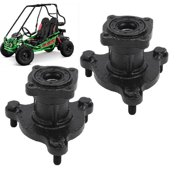 2Pcs Front Go Kart Wheel Hub w/Bearing 17mm 20mm Replacement Parts, Front Wheel Bearing Hub Assembly with 3 Bearing Bolts Fit for 110cc 125cc 150cc