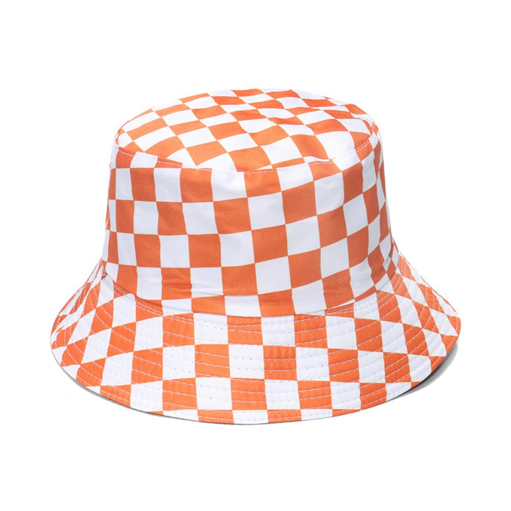 Sunscreen Fishing Hat Checkerboard Plaid Pattern Casual Sunshade Packable Bucket Beach Cap