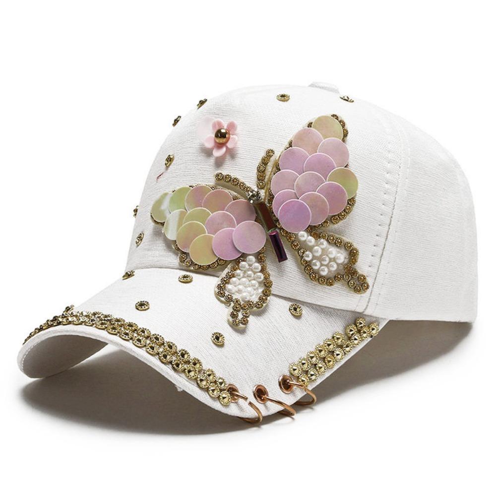 Sequined Butterfly Shiny Baseball Cap Versatile Peaked Cap Fashion Women's Sun Hat Summer Spring