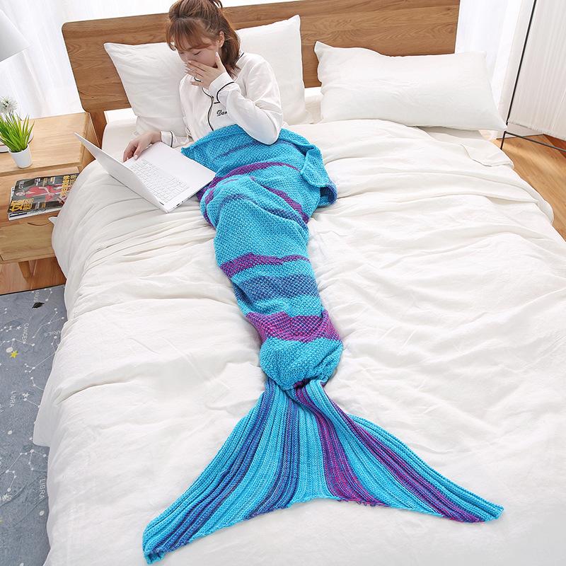 Girls' Mermaid Sleeping Bag Soft Adjustable Kids Blanket with Fish Tail Costume Photography Indoor Camping Air Conditioning Blanket