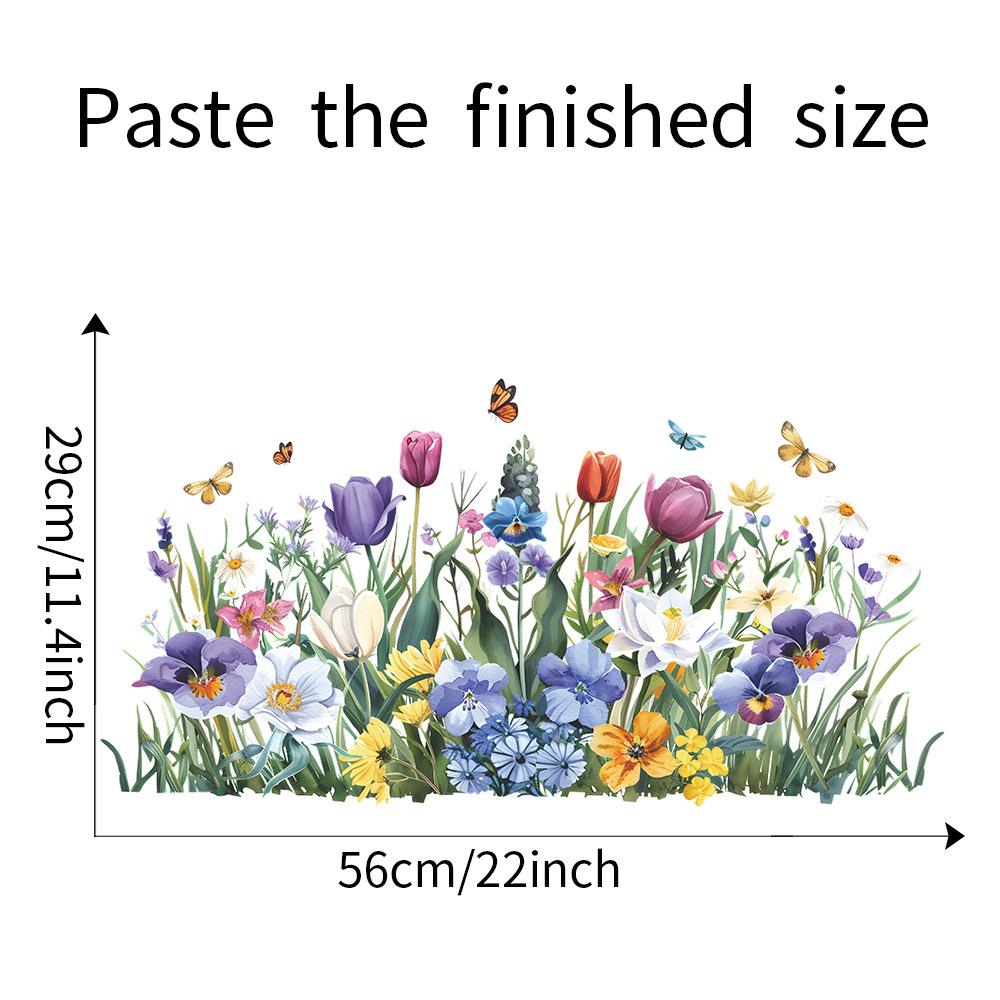 Painted Tulip Butterfly Leaves Static Cling Window Glass Door Sticker Home Decor
