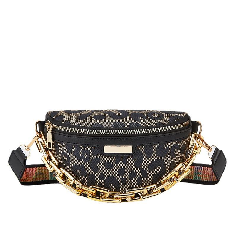 Trend Fashion Pattern Printing Chain Fanny Pack, a New Versatile Casual Women's Bag