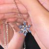 Blue Snowflake Pendant Necklace for Women Elegant Fashion Jewelry Gift for Her