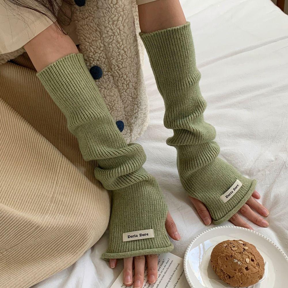 

Korean Style Knitted Warm Sleeves Solid Color Long Fingerless Sleeves Warm Arm Covers Girls style6
