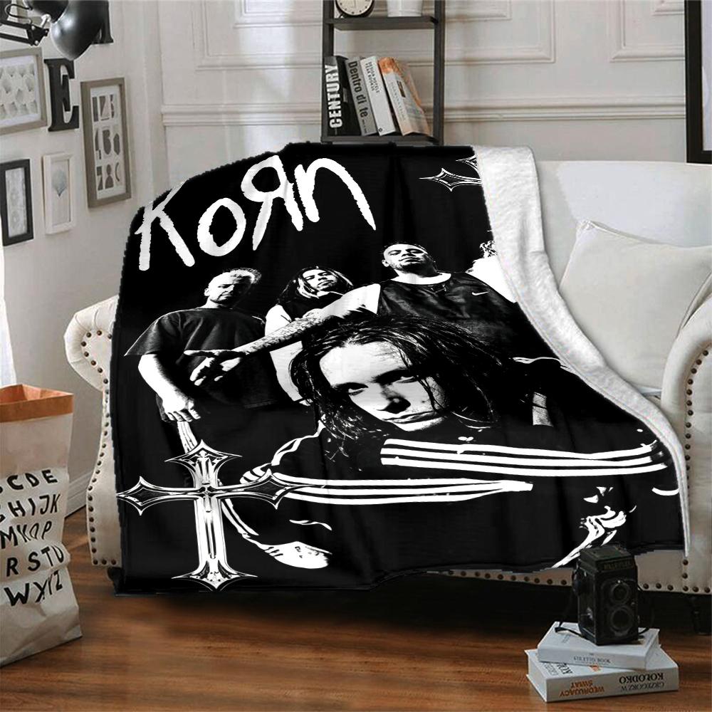 1Pc Korn Band Cross Symbol Blanket Soft And Comfortable Casual Warm Camping Travel Christmas Halloween Xmas Gift M928703