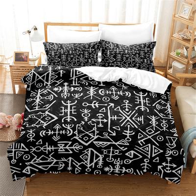 Black Quilt Cover Digital Print Bedroom Bedding Three Piece Soft Duvet Cover Fashion Comfortable Quilt Cover Pillow Cover