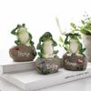 Small Resin Frog Statue Cartoon English Sign Frog Creative Garden Frog Ornament  Outdoor