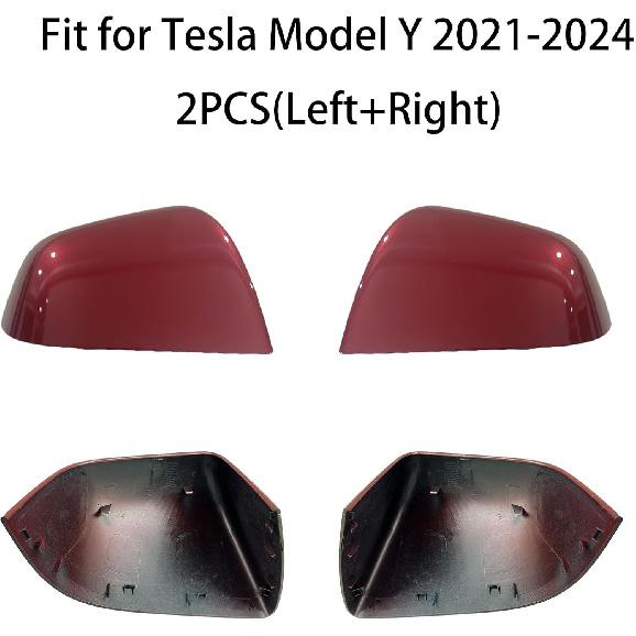 Compatible with Tesla Model Y Side Mirror Cover Replacement 2024, Left & Right Side Rearview Mirror Cover Cap for Model Y Accessories(red)