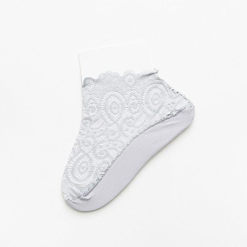 Damas de Encaje Invisible Calcetines Footsie Liner Barco Calcetines Antideslizante de Silicona 4//7
