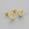 Sparkling Paved Hollow Heart Helix Screw Stud Earrings Dazzling Cartilage Piercing Jewelry For Daily Layering And Versatile Wear