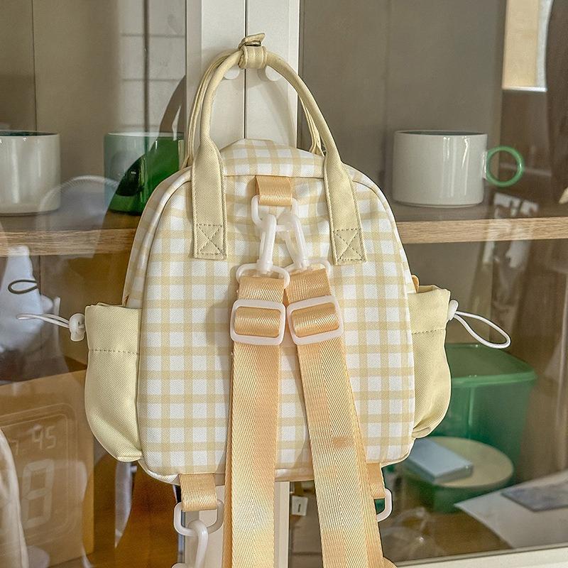 The New Schoolbag Is High-value, Fresh and Sweet Plaid, Lazy and Transparent, and a Girl's Mini Backpack.