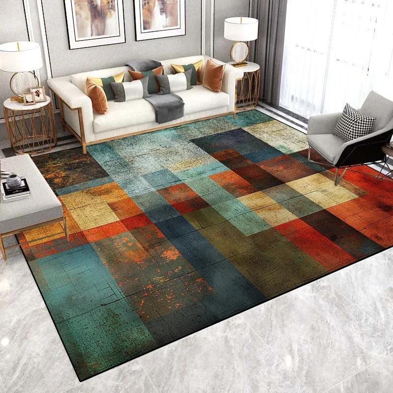 Teppiche im abstrakten Stil für Wohnzimmer Nordische leichte Luxusdekoration Leicht zu reinigende Teppiche Rutschfeste Sofa-Bereich Schlafzimmer Bodenmatten