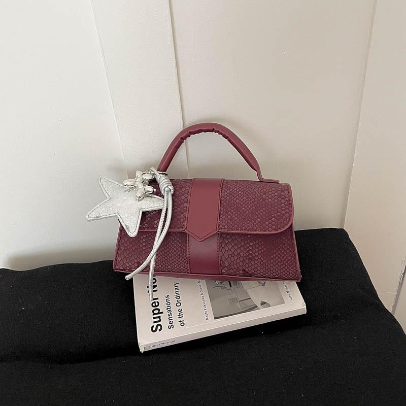 Women's 2026 Niche Snakeskin One-Shoulder Crossbody Handbag with Versatile Star Charm