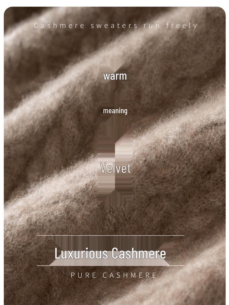 2025 Women's Cashmere Cable Knit Mandarin Collar Cardigan - Autumn/Winter, Long Sleeve, Seven-Needle & Thickened for Warmth