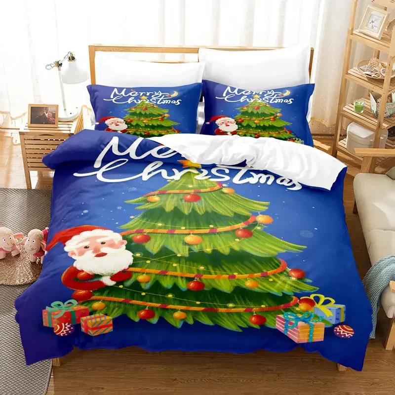 Weihnachtsbettwäsche-Set, Bettbezug, Polyester, Bettdeckenbezug, Kissenbezug, 3D, Queen-Size-Bett, King-Size-Bett, Doppelbett, Full Twin, Single, 3-teilig, 2-teilig, Schlafzimmer