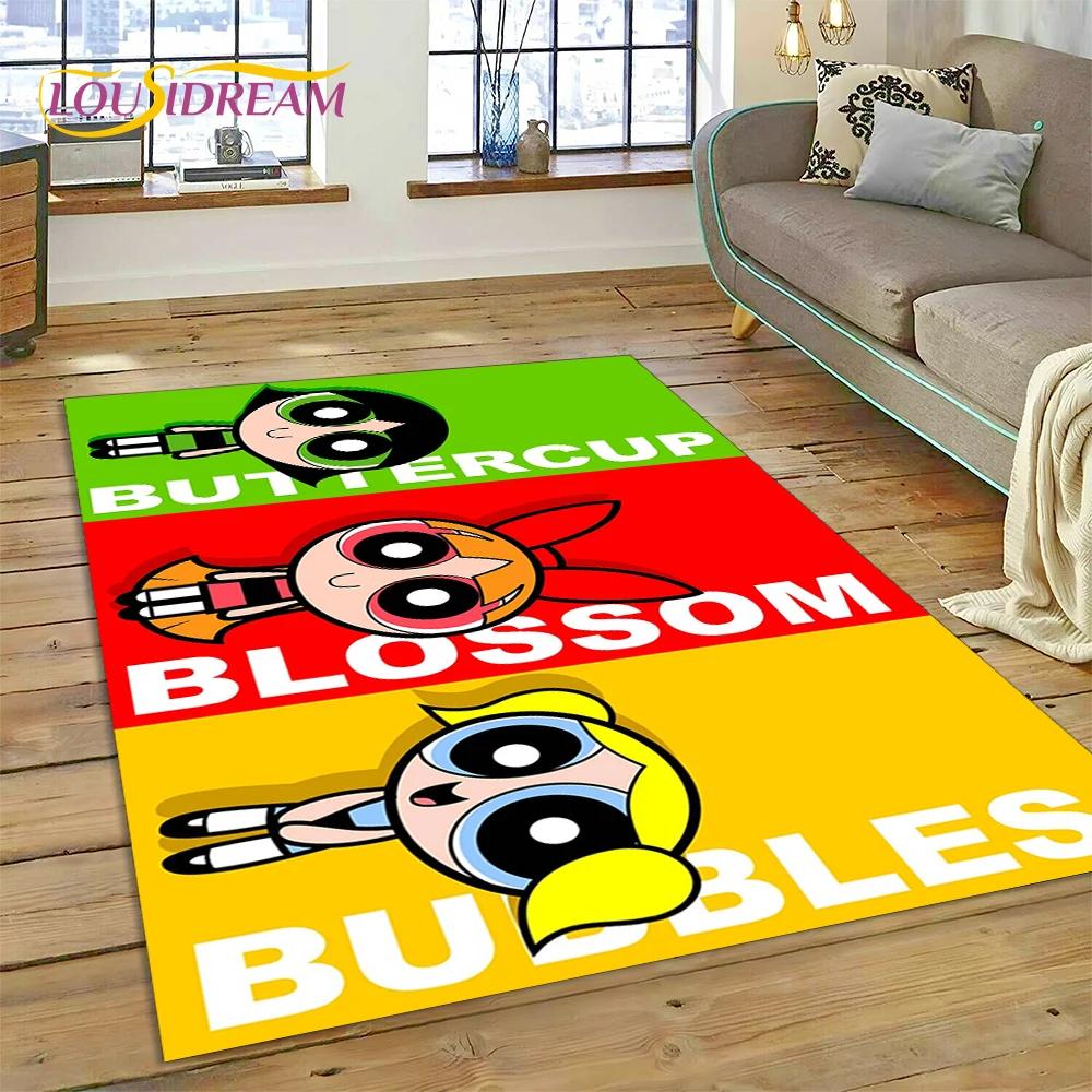 Animacinis Mielas P-Powerpuff Mergaitės Kilimas Kilimėlis Miegamajam Svetainei Namų Sofos Dekoravimas, Vaikų Žaidimų Didelis Dekoras Grindų Kilimėlis Dovana