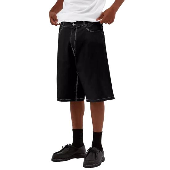 

Мужские джинсовые шорты средней посадки на пуговицах и молнии, летние джинсы прямого широкого кроя, джинсовые шорты с карманами S чёрный