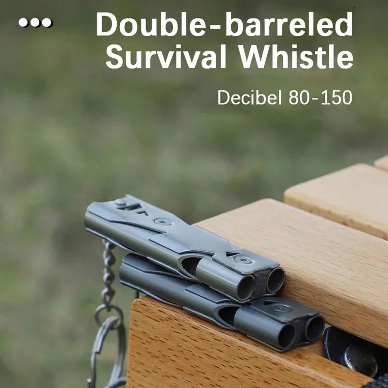Double-Barreled Survival Whistle, High Decibel Pendant Keychain Whistle for Ourdoor Survival Emergency Camping Portable Whistle