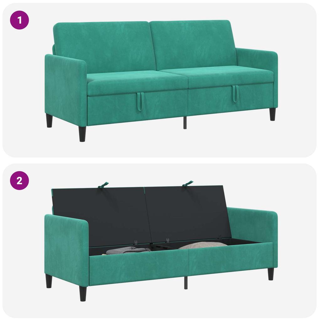 Storage Sofa In Turquoise 192 X 78 X 87 Cm Polyester