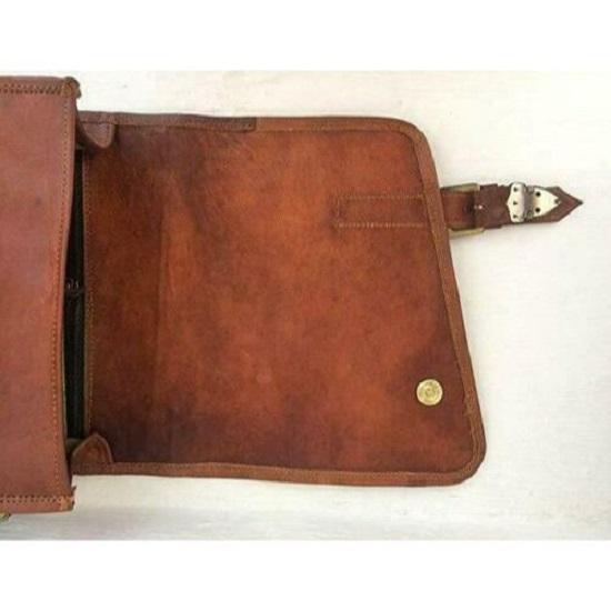 New Men's Sling Bag Genuine Brown Leather Satchel Messenger Shoulder Laptop Bag