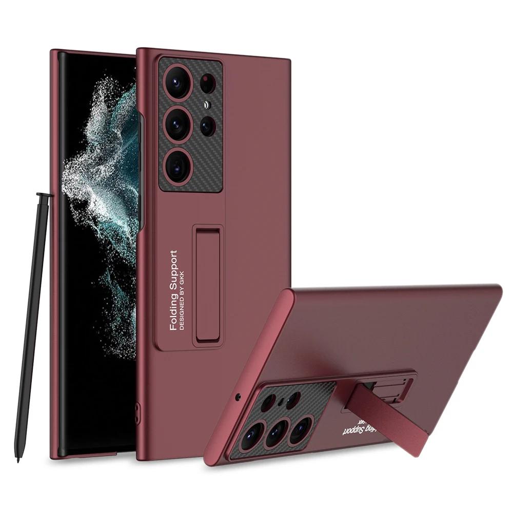 

Ультратонкий чехол на ощупь для Samsung Galaxy S23 S24 Ultra S23Ultra 5G с механическим держателем для переключения передач, защитный роскошный чехол For S23 Ultra красный