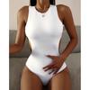 Sexy One-Piece Swimsuit Solid Women's Closed Swimwear Push Up Swimming Wear Bodysuit Bathing Suit Beachwear Pool Bather