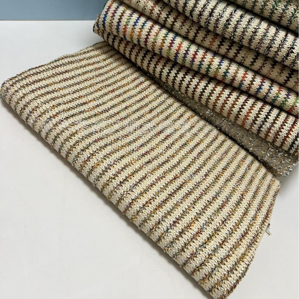 1yard Stripe PP Grass Raffia Woven Fabric PP Straw Fabric DIY Beach Straw Hand Bag Material Designer Fabric for Patchwork