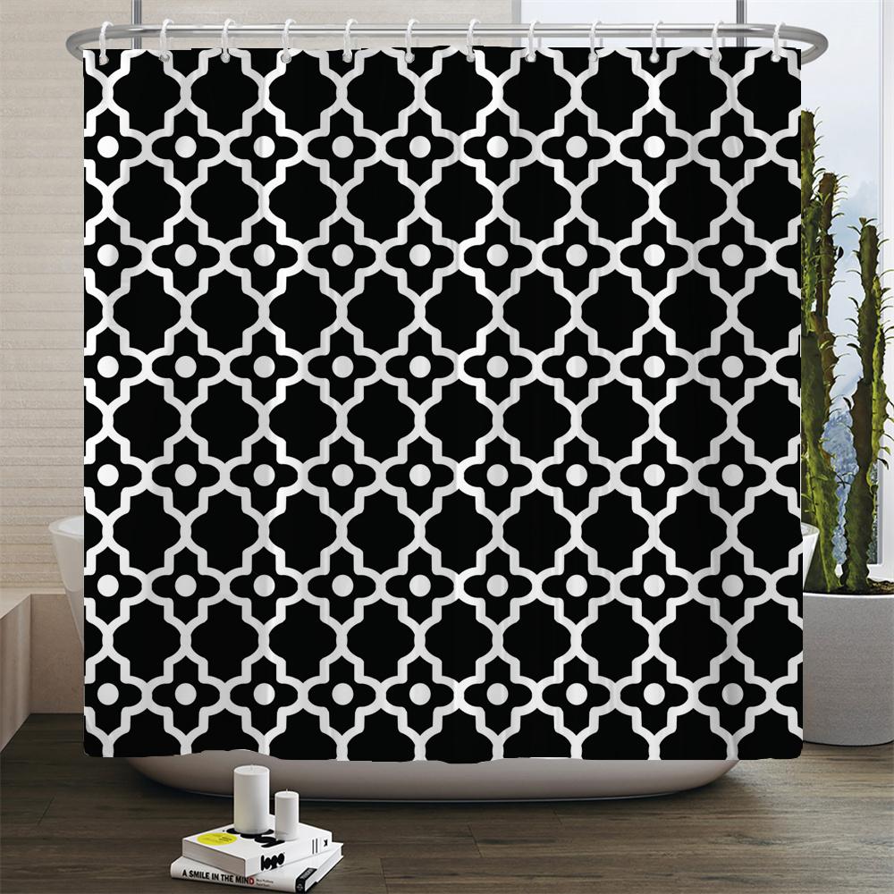 Geometrisches Muster Druck Duschvorhang Badezimmer 3D Wasserdicht Stoff Duschvorhänge Groß 180X200cm Für Badezimmer Vorhang