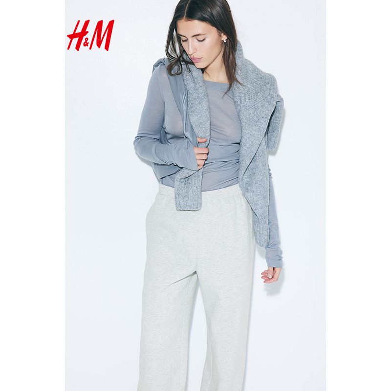 HM Women's Sweatpants Fall Casual Pants Straight-leg Loose Fashion Sports Boyfriend Pants Elastic Pants 1193602