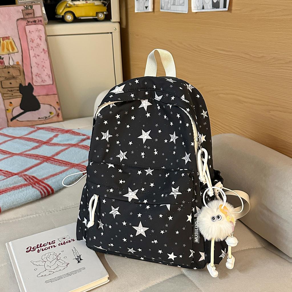 Schoolbag New High-value Star Schoolbag, Lightweight Casual Backpack for Junior and High School Students, Large Capacity, Small Fresh Backpack.