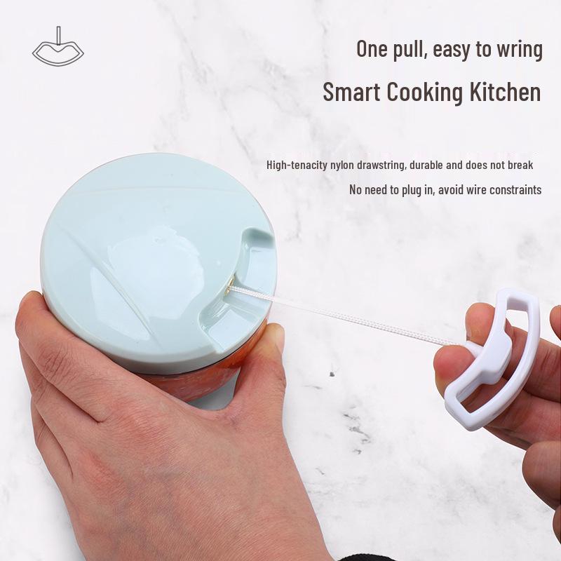 Manual Pull-String Garlic Mincer & Chopper, Multi-Functional Garlic Cutter & Masher for Garlic Paste