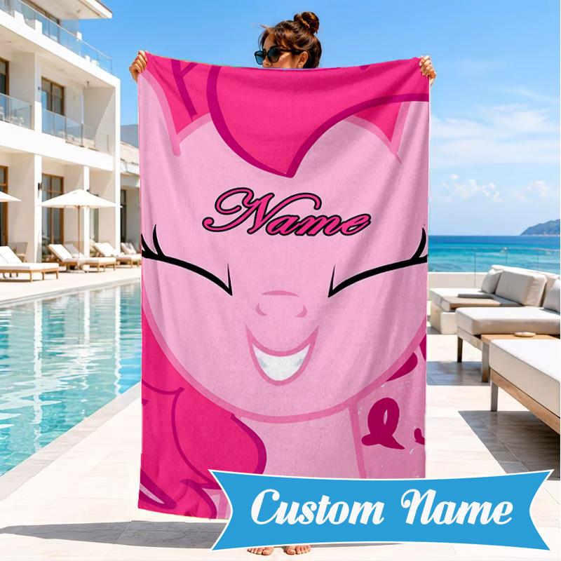 Custom Name Pinkie Unicorn Journal Beach Towel Microfiber Beach Towel, Lightweight and Quick-Dry, for Summer Travel, Swimming Pool Gift