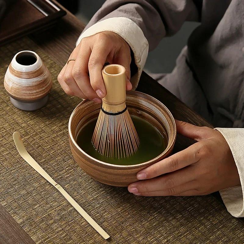 4PCS Japanese Matcha Blender Set Bamboo Whisk Teaspoon Brush Teaspoon Kiln Tea Tool Sets Indoor Drinking tea Brewing