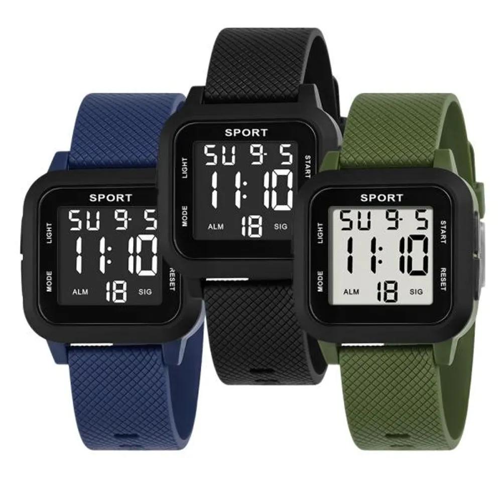 Electronic men s student wrist new digital women s watch fashion men s square suit Black and white