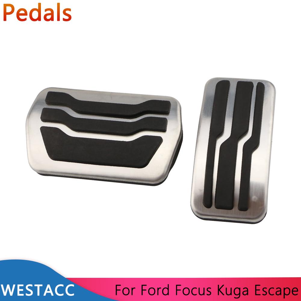 Edelstahl-Autopedale, Gasbrems- und Kupplungspedal für Ford Focus 2 3 4 MK2 MK3 MK4 RS ST 2005- Kuga Escape