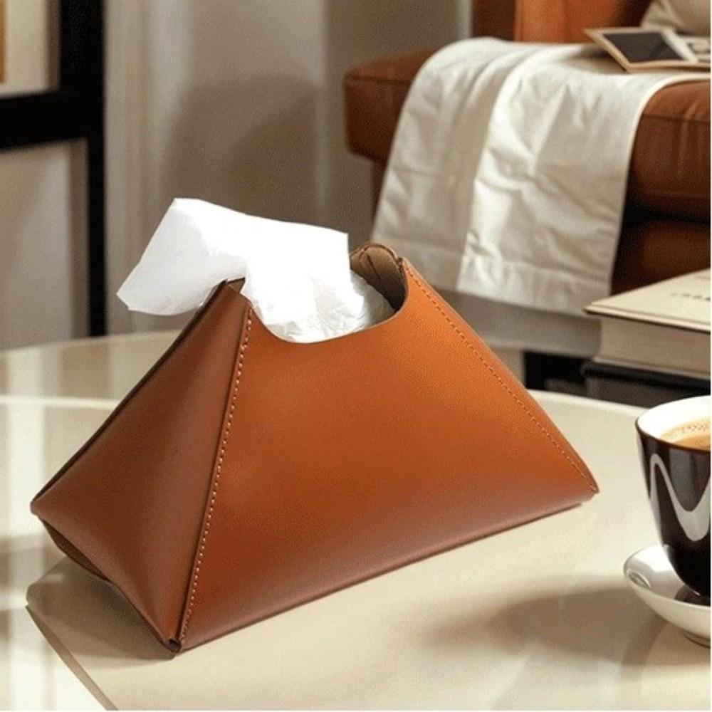 PU Leather Paper Towel Holder Solid Color Pull-Out Paper Towel Holder Box Home