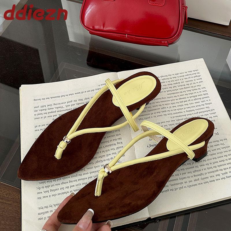 Mode Frühling Sommer Damen Zehensandalen Damen Absatz Hausschuhe Sandalen Pumps Mode Spitz Damen Niedrigabsatz Pantoletten Hausschuhe Schuhe