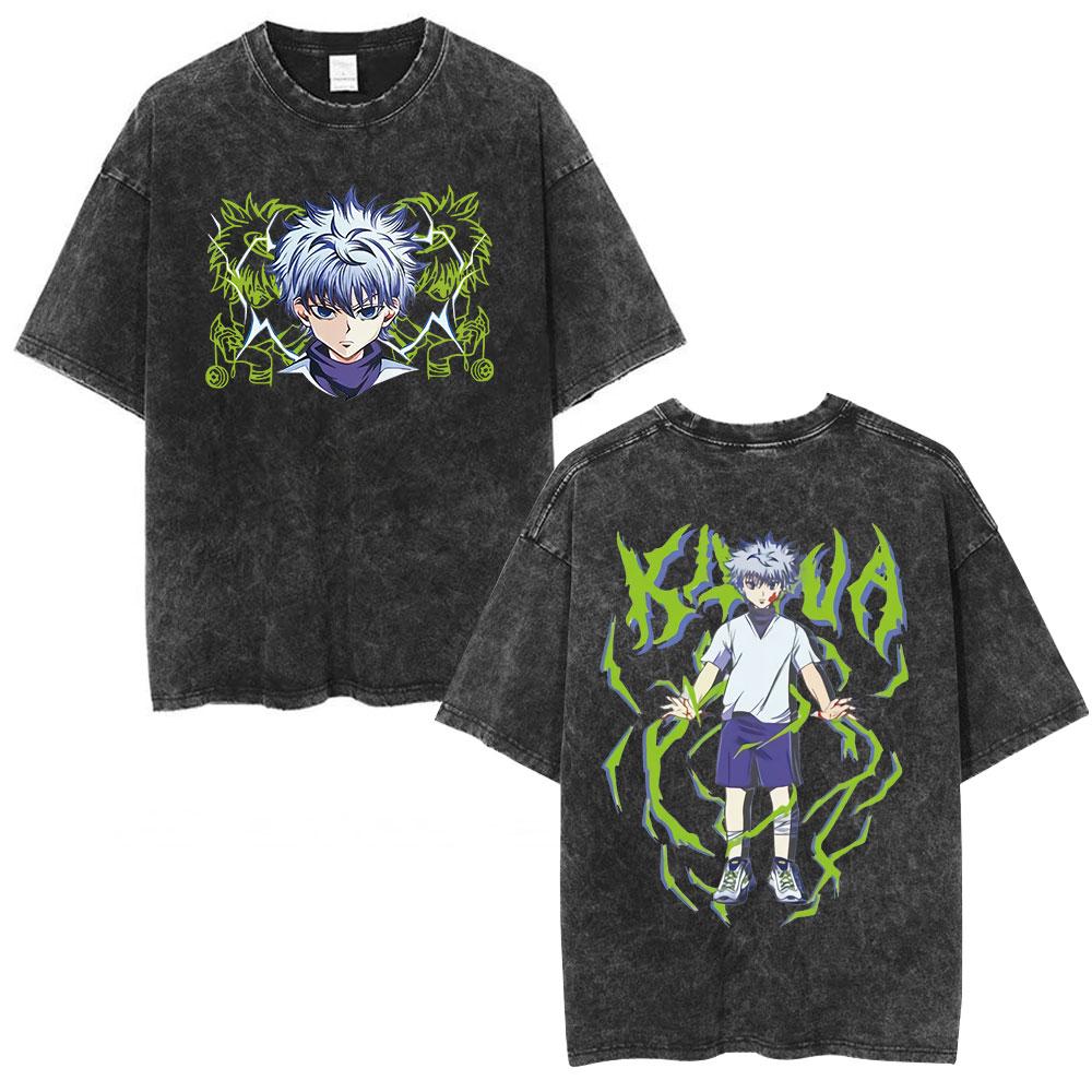 Vintage Washed Hunter X Hunter T Shirt Spider Phantom Troupe Hisoka Chrollo Short Sleeve T-shirt Men Women Summer T-shirts