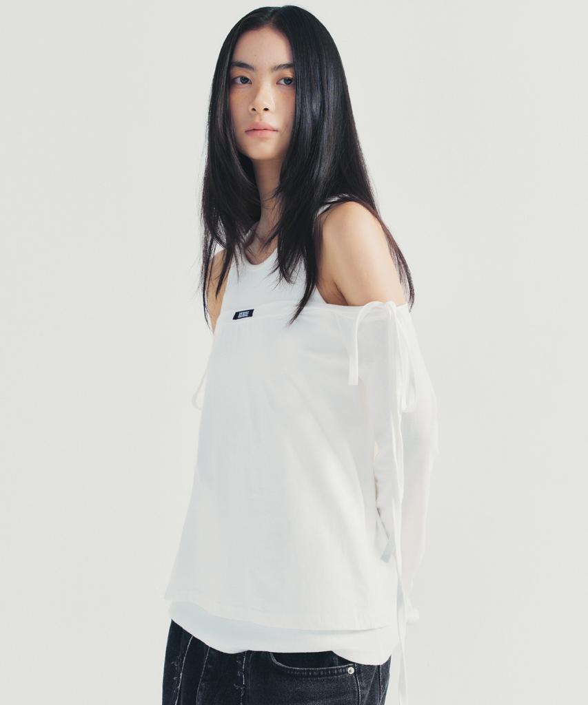 Nigaennikol Strap Twin Off Shoulder Top_White