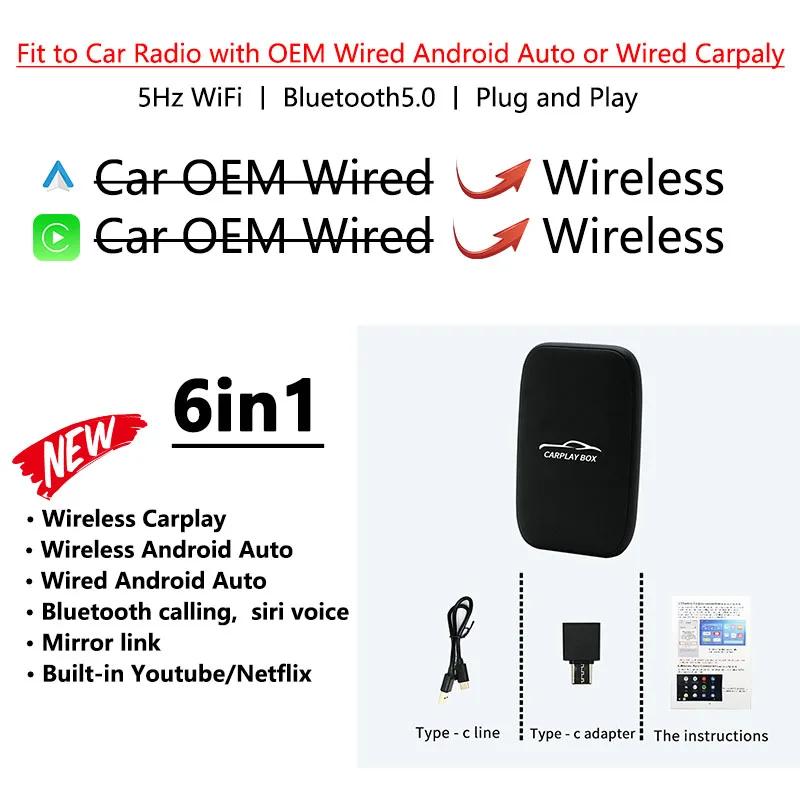 Mini Android Auto Carplay AI Box for Apple Carplay Wireless Adapter Car OEM Wired CarPlay To Wireless USB Dongle Plug and Play