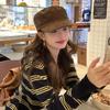 Vintage British style beret corduroy flat top duck tongue newsboy hat women's autumn temperament versatile equestrian hat